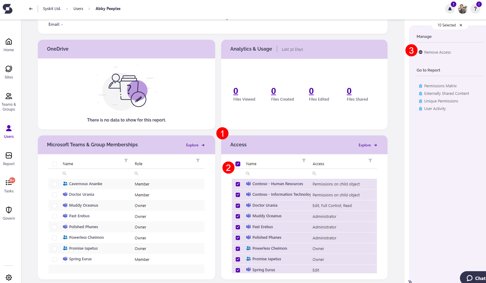 User Details Screen - Remove Access