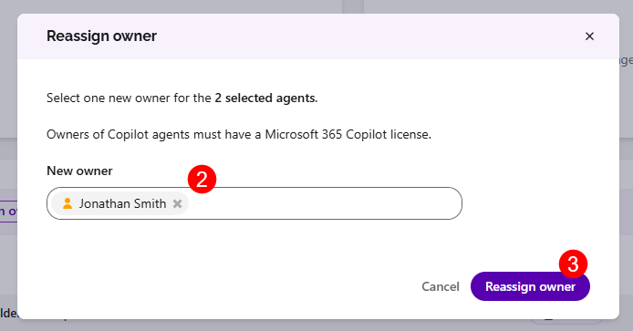 AI Agents - Reassign Confirmation Screen