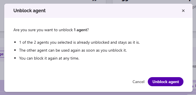 AI Agents - Unblock Confirmation Screen