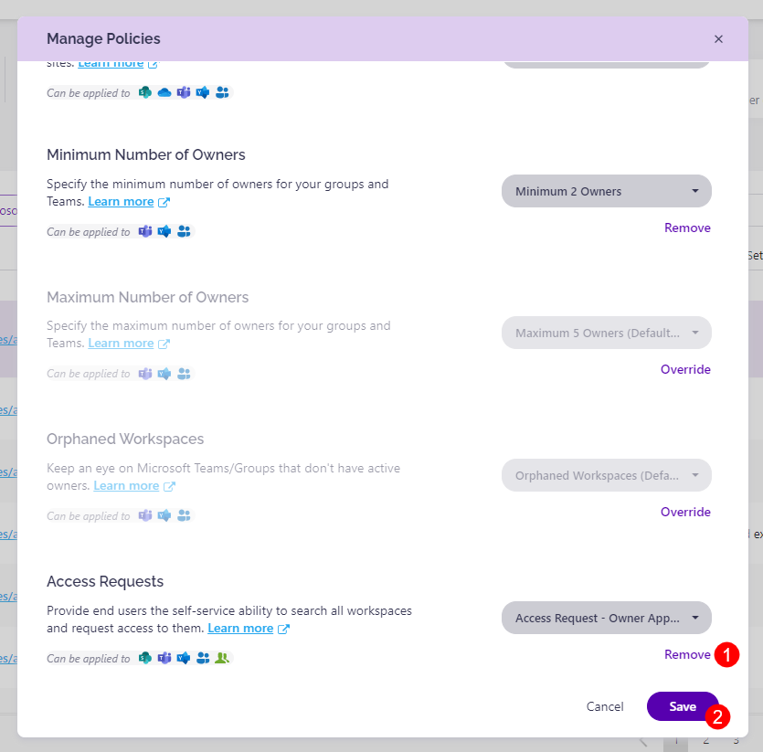 Remove Access Requests Policy - Single