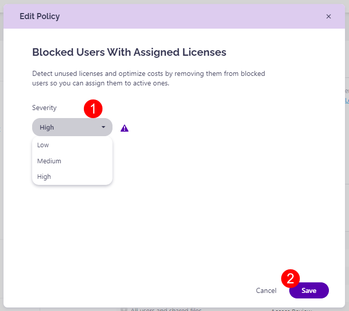 Blocked Users with Assigned Licenses - Severity