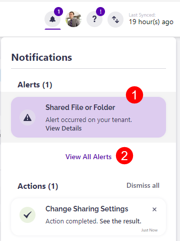 Notifications dropdown