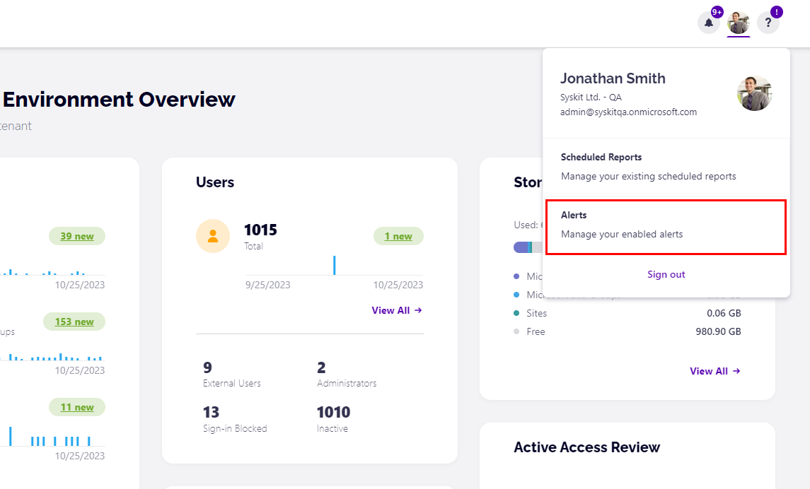 Home screen - Alerts tile