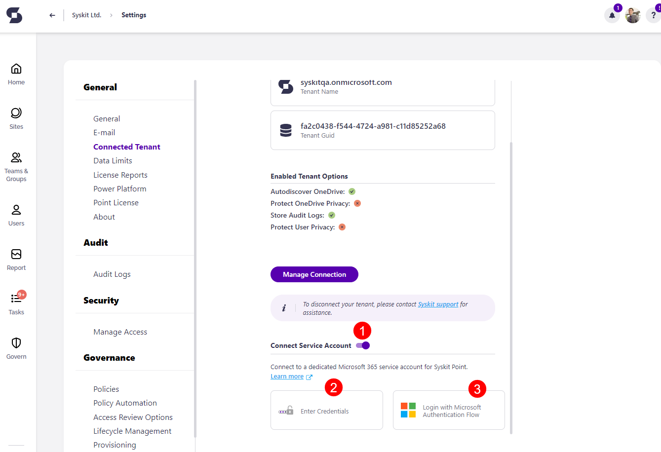 Connect Service Account