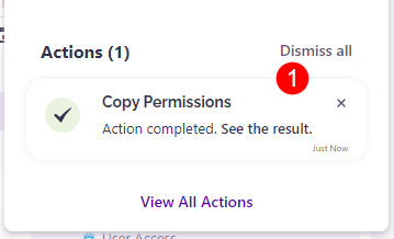 Notifications Menu - Copy User Permissions