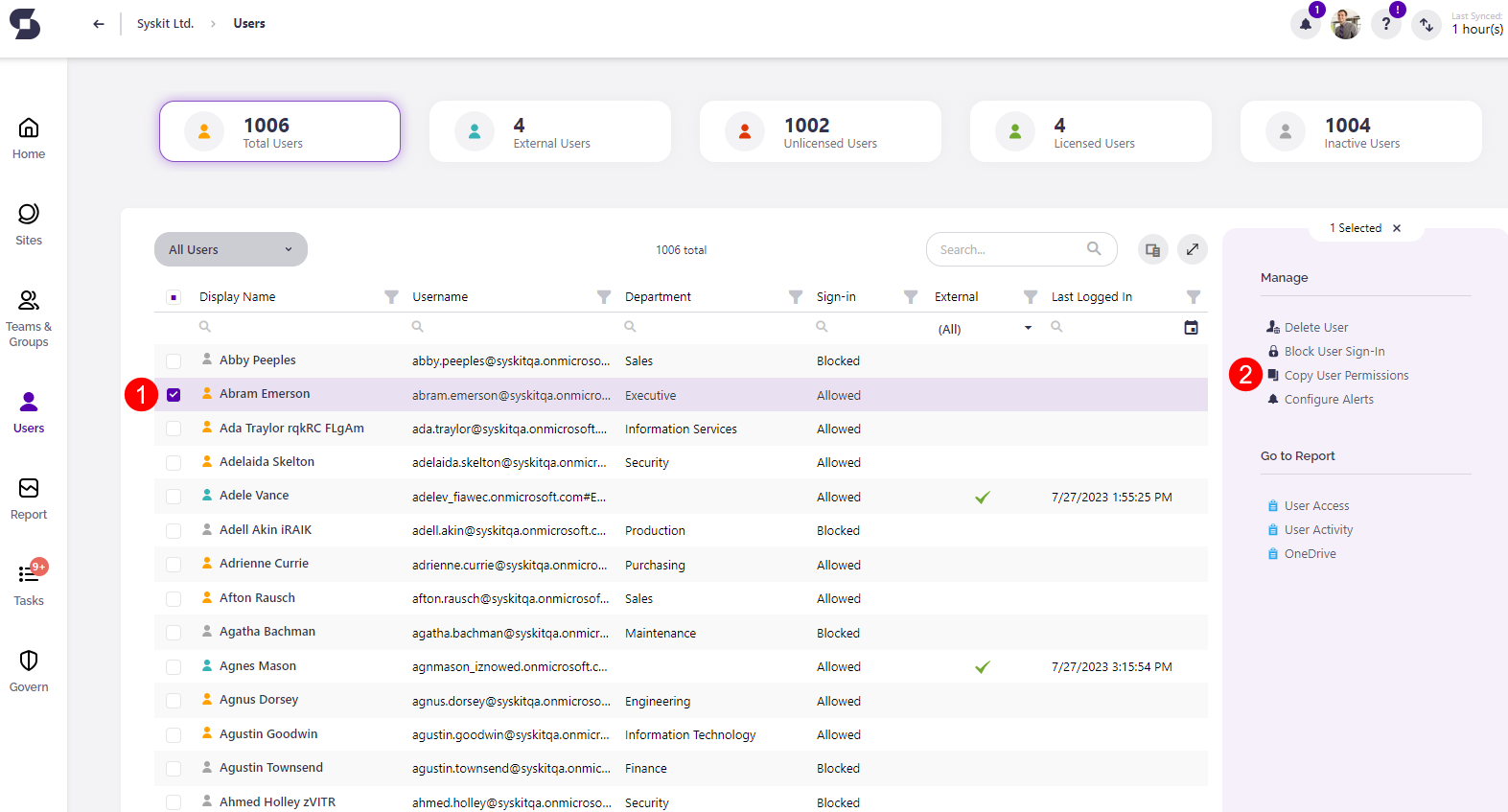 Users Overview - Copy User Permissions