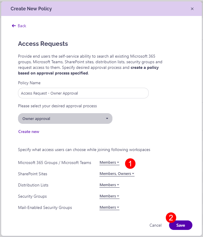 Access Requests Policy - Level of Access