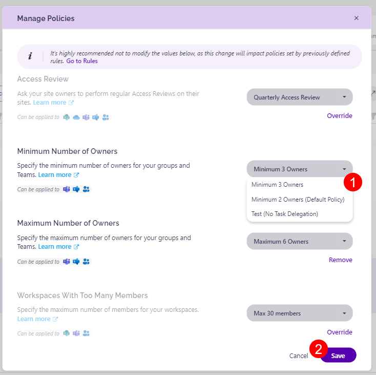 Apply Policy Dialog - Policy