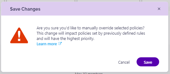Apply Policy Dialog - Warning