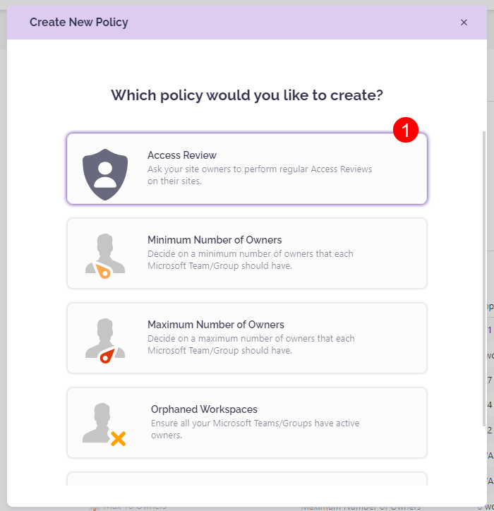 Policy Type Selection