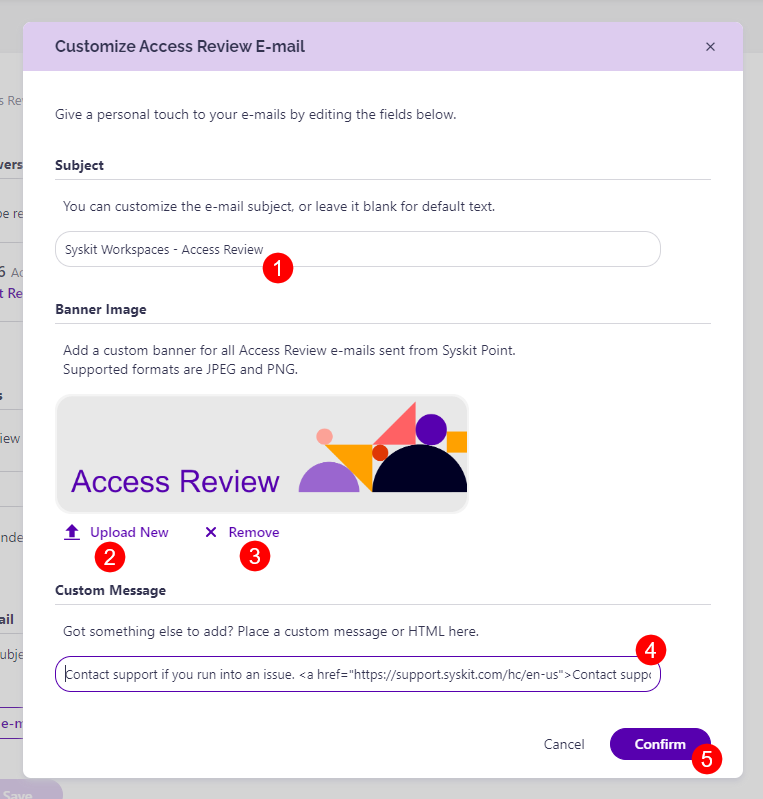 Customize Access Review E-mail