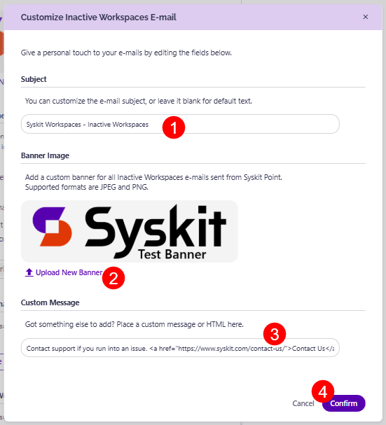 Customize Workspace Review E-mail