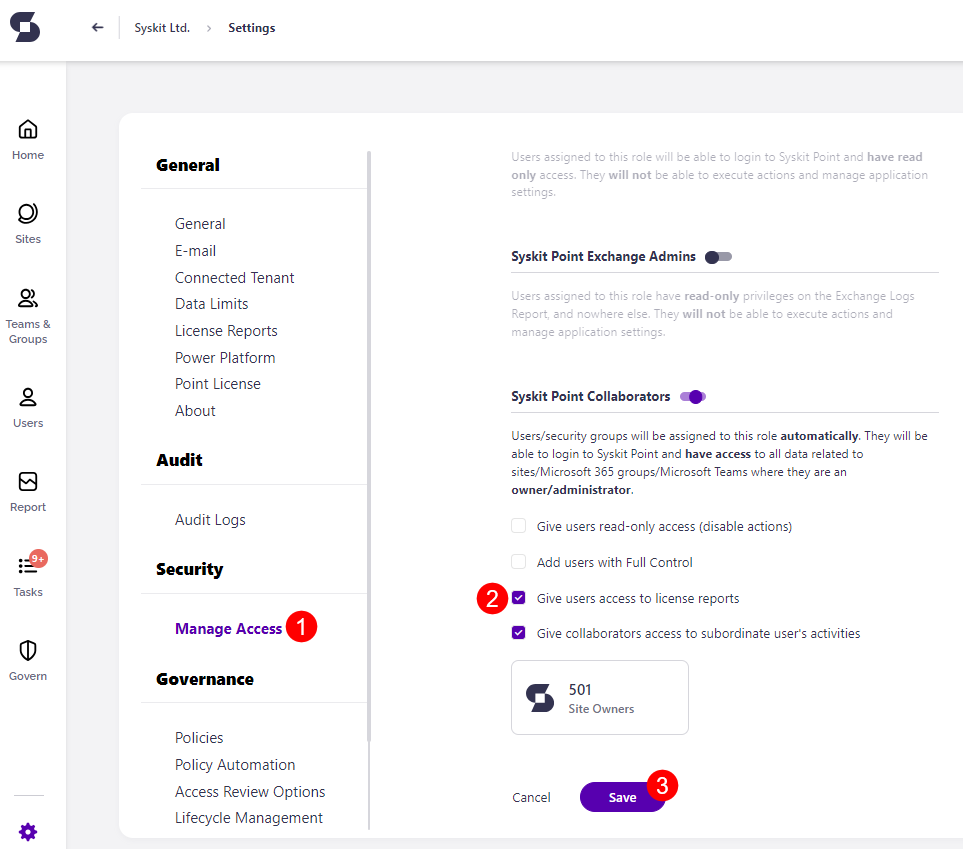 License Reports Visibility