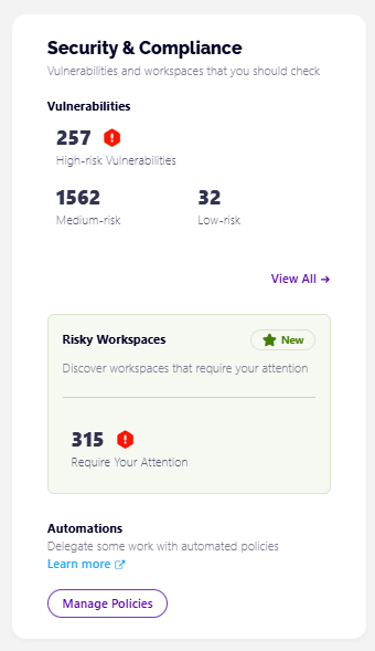 Security and Compliance tile