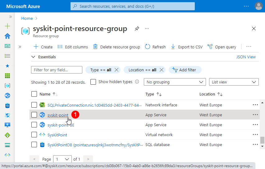 Azure Resource Group - App Service