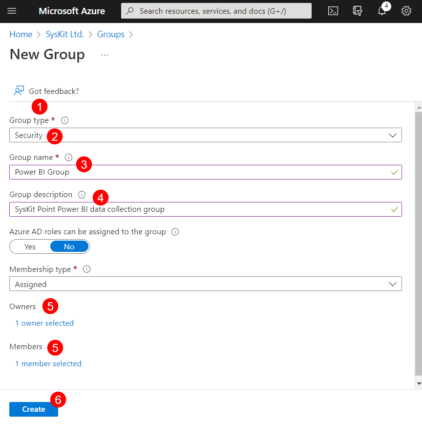 Create New Security Group - Power BI