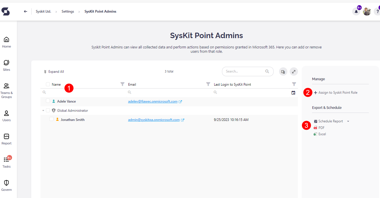 Manage Access - Syskit Point Admins