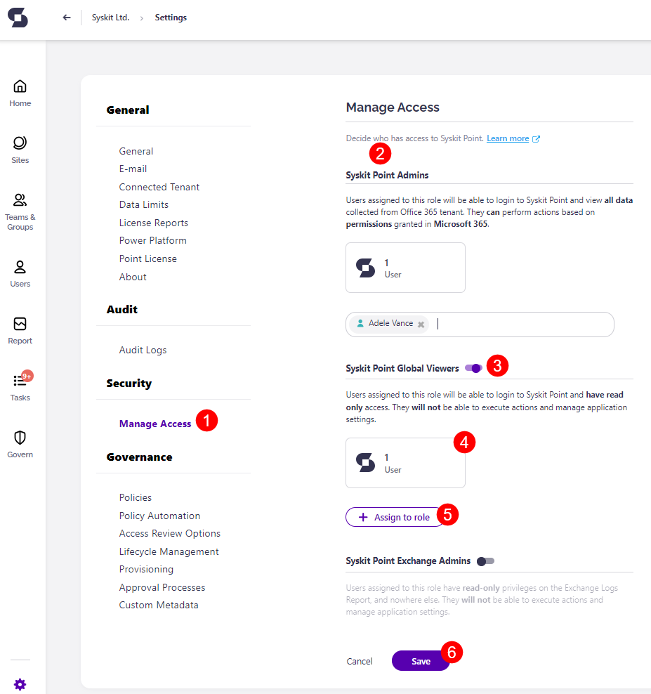 Settings - Manage Access