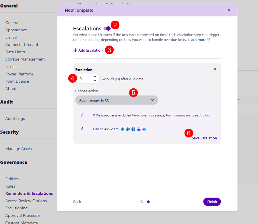 Escalations - Template - Create New