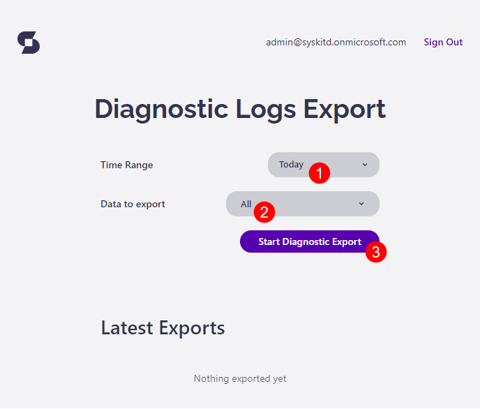 Diagnostic Logs Export