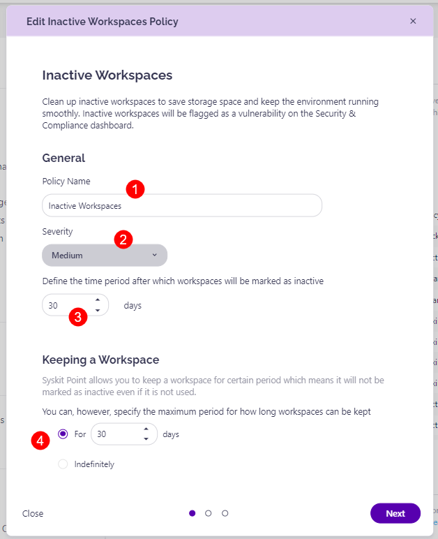 Edit Policy Dialog - Step 1