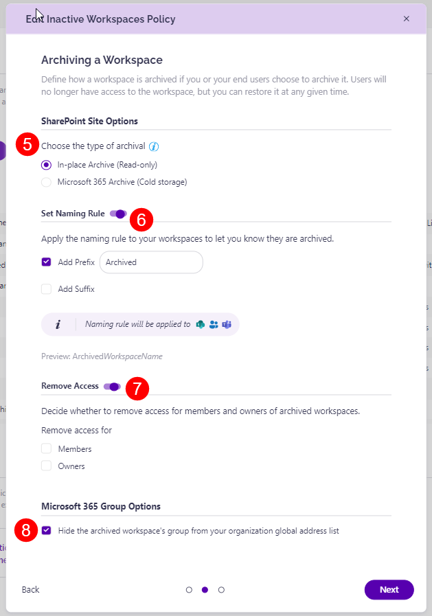 Edit Policy Dialog - Step 2