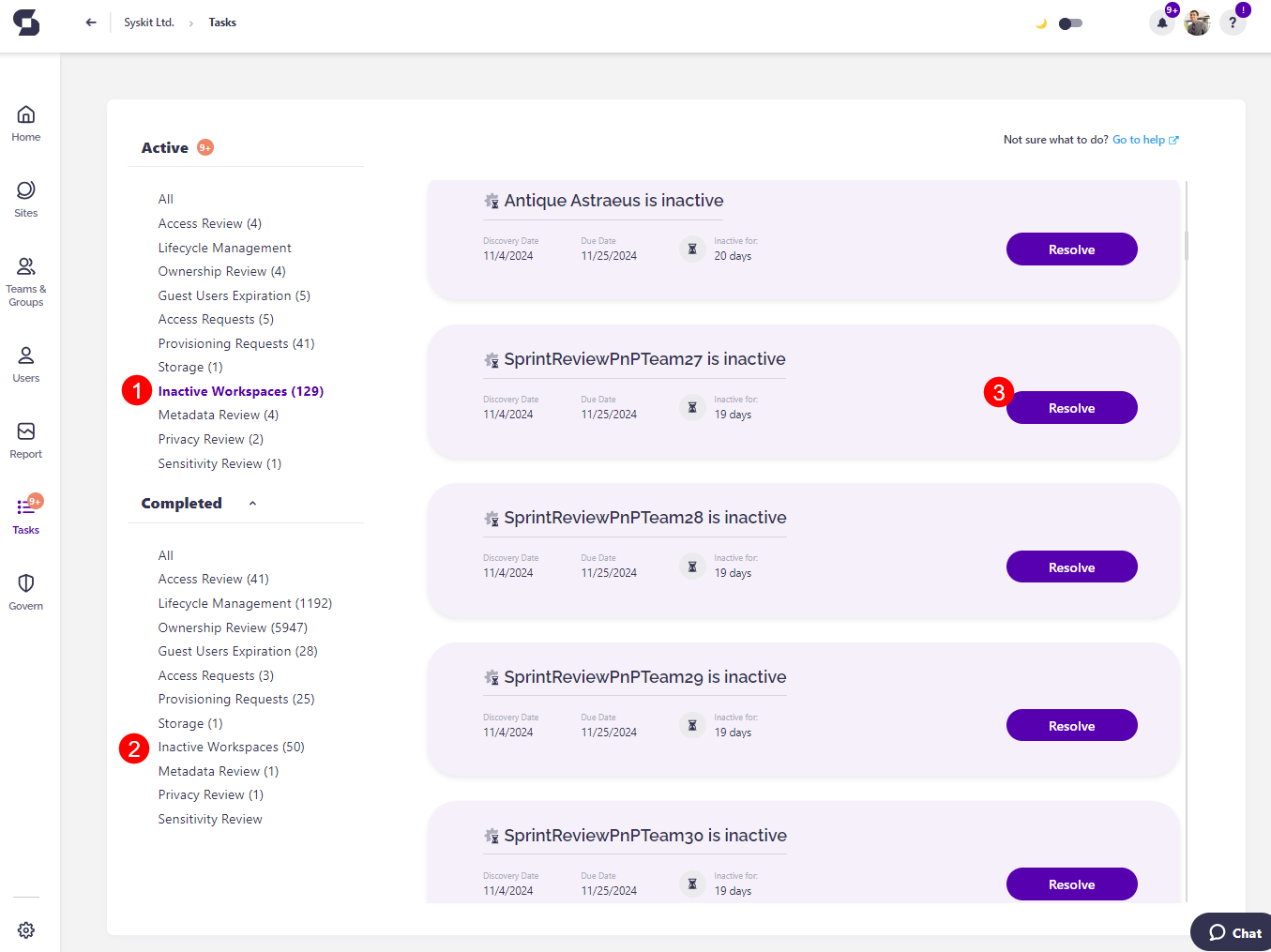 Syskit Point – My Tasks Screen