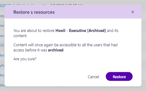 Restoring an archived workspace
