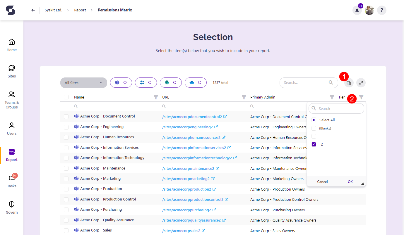Filtering by metadata