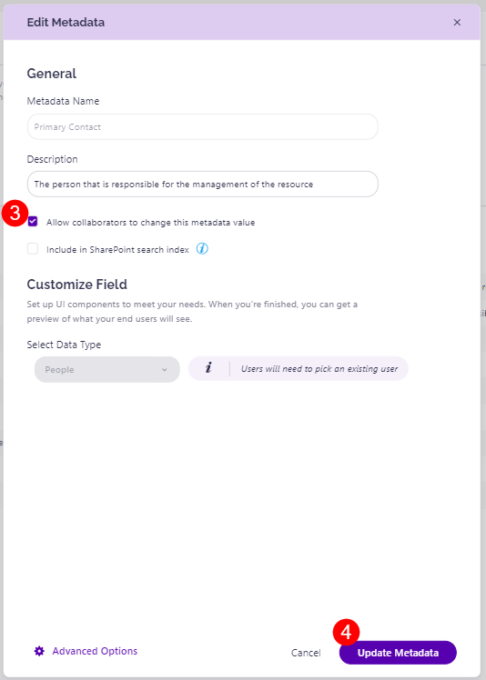 Manage Custom Metadata - Edit