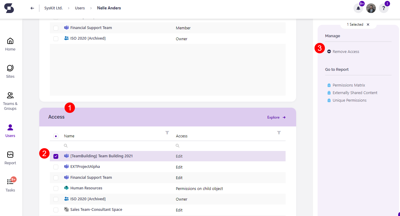 Remove Acces for User