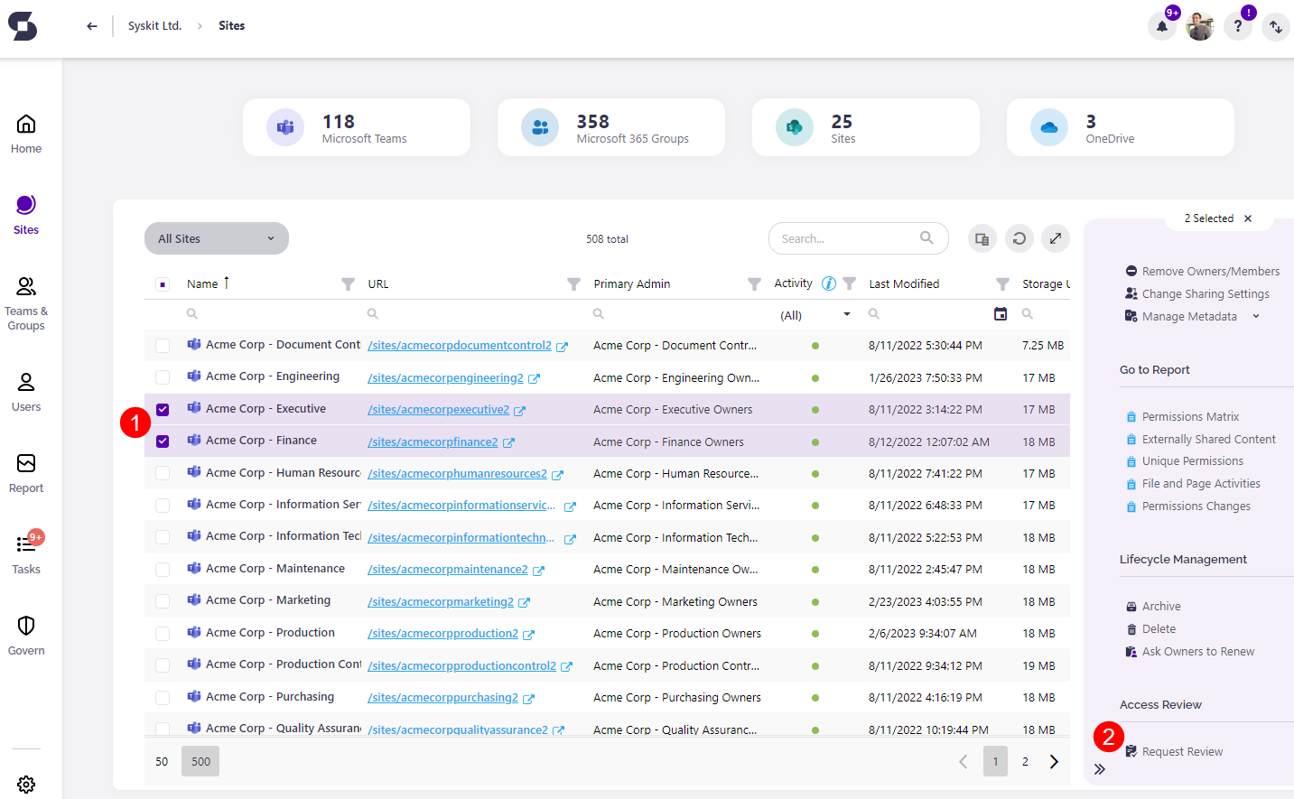 Request Review action