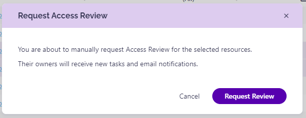 Request Access Review dialog