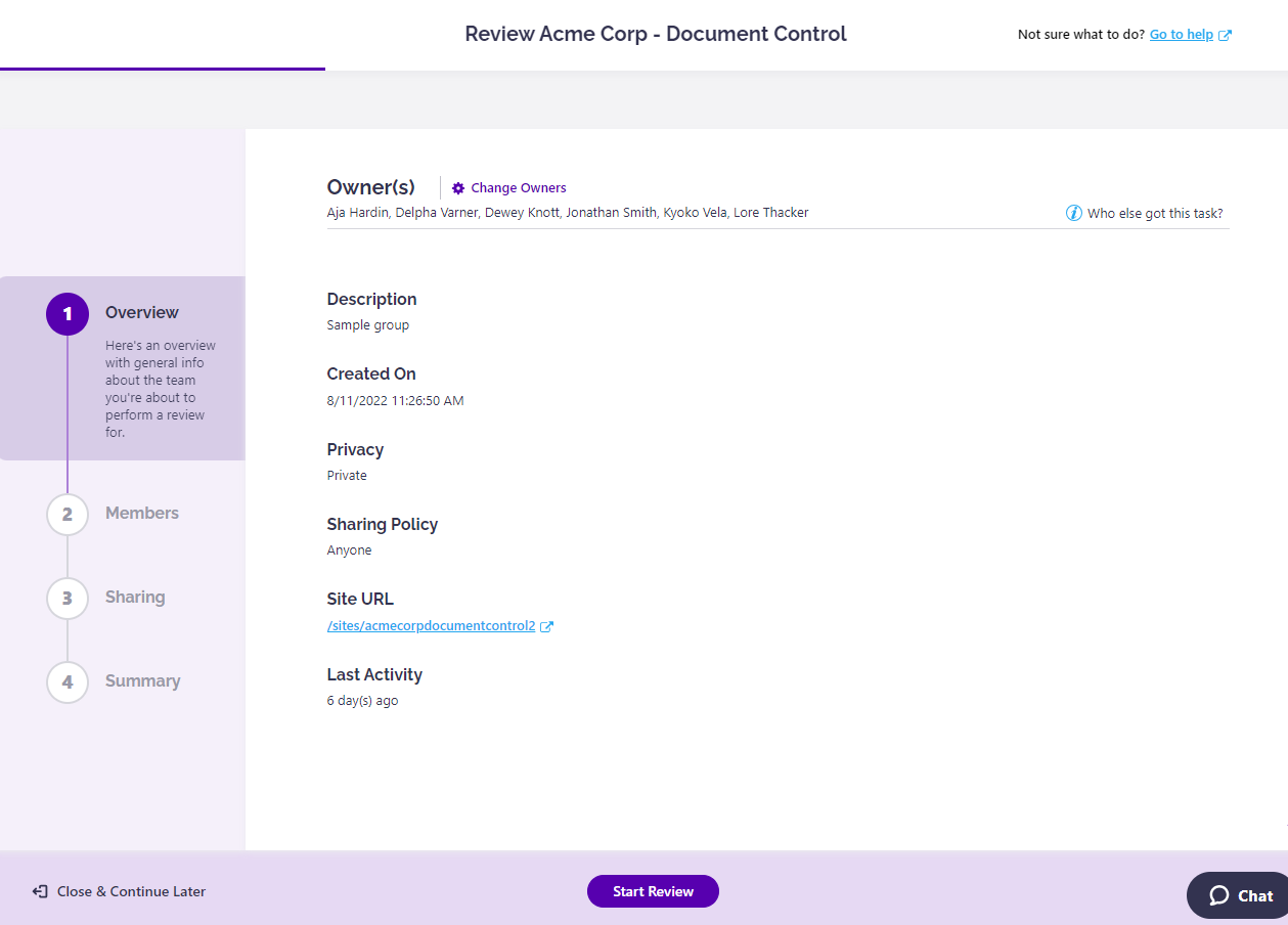 Access Review wizard