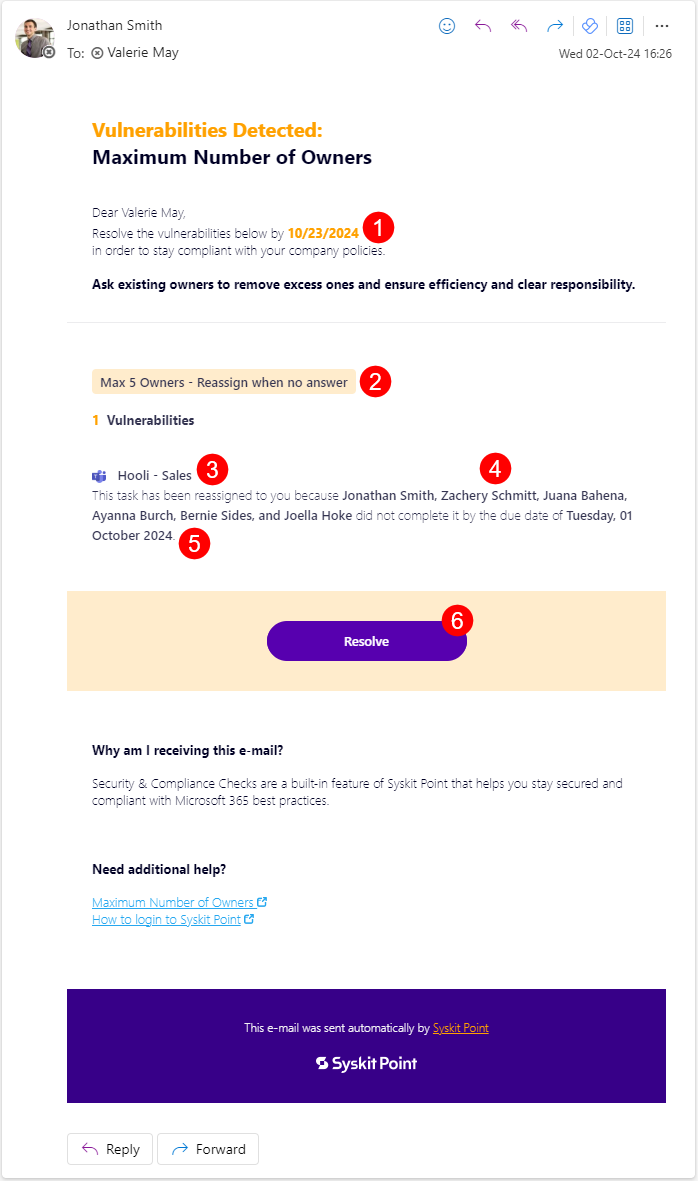 Policy Vulnerability - Reassign Task E-mail