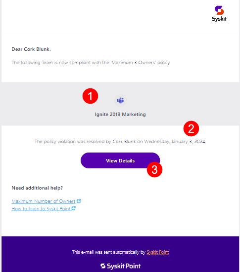 Policy Vulnerability Resolved - E-mail