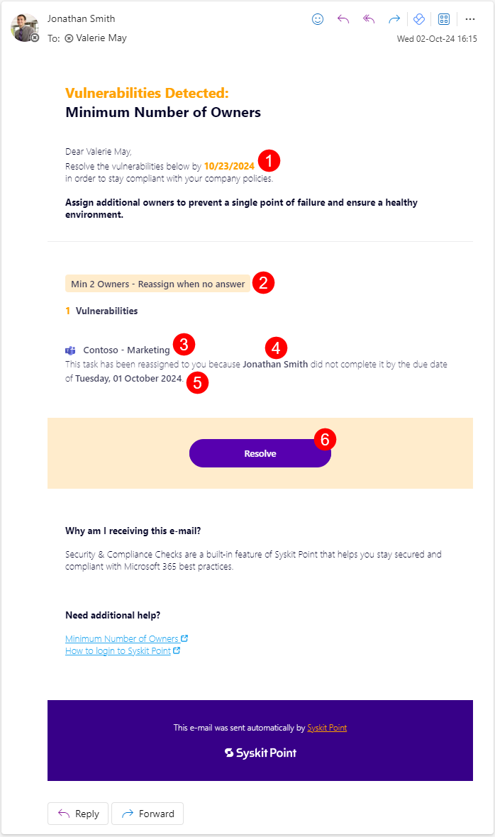 Policy Vulnerability - Reassign Task E-mail