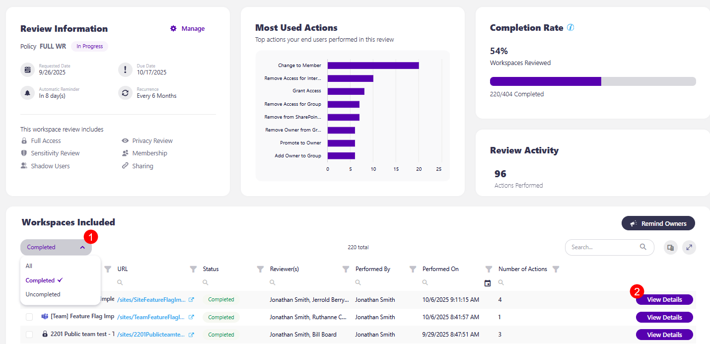 Governance - Workspace Review - Completion Summary