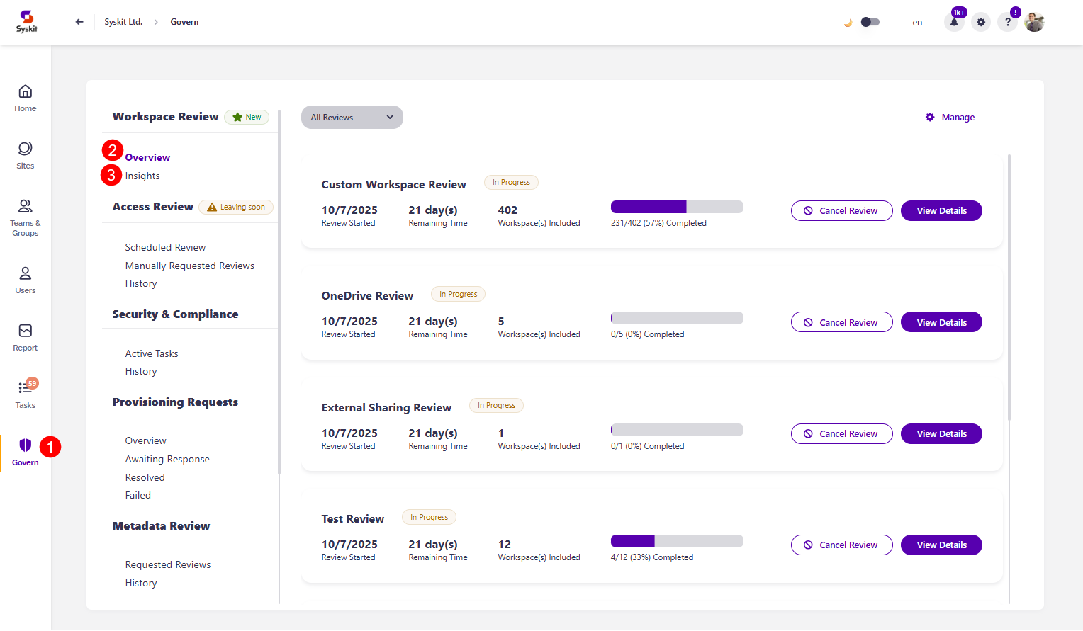 Governance - Workspace Review