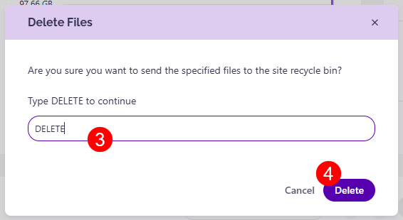 Site Storage Metrics Report- Delete Files