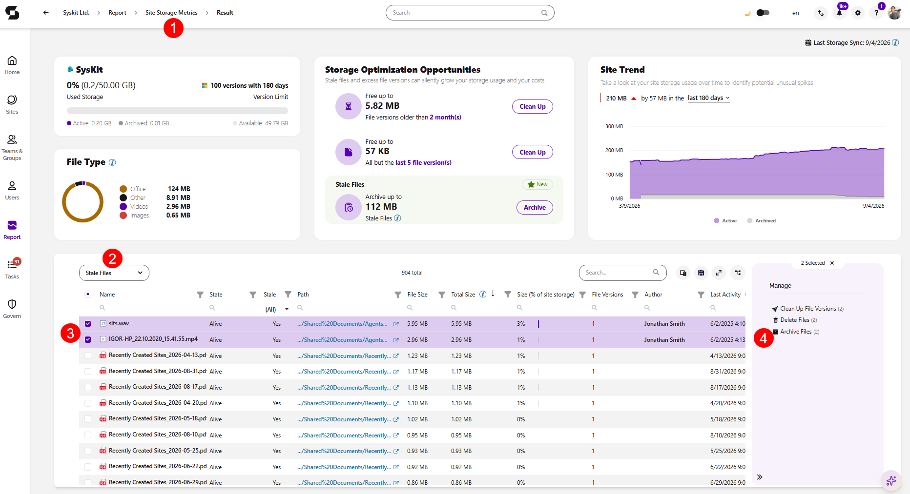 Storage Metrics Report- Archive Stale Files