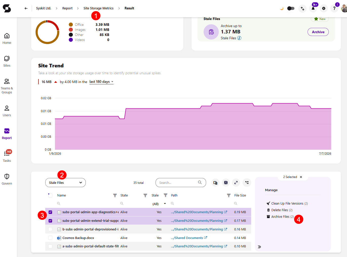 Storage Metrics Report- Archive Stale Files