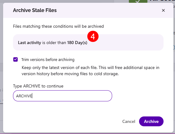 Site Storage Metrics Report- Archive Stale Files