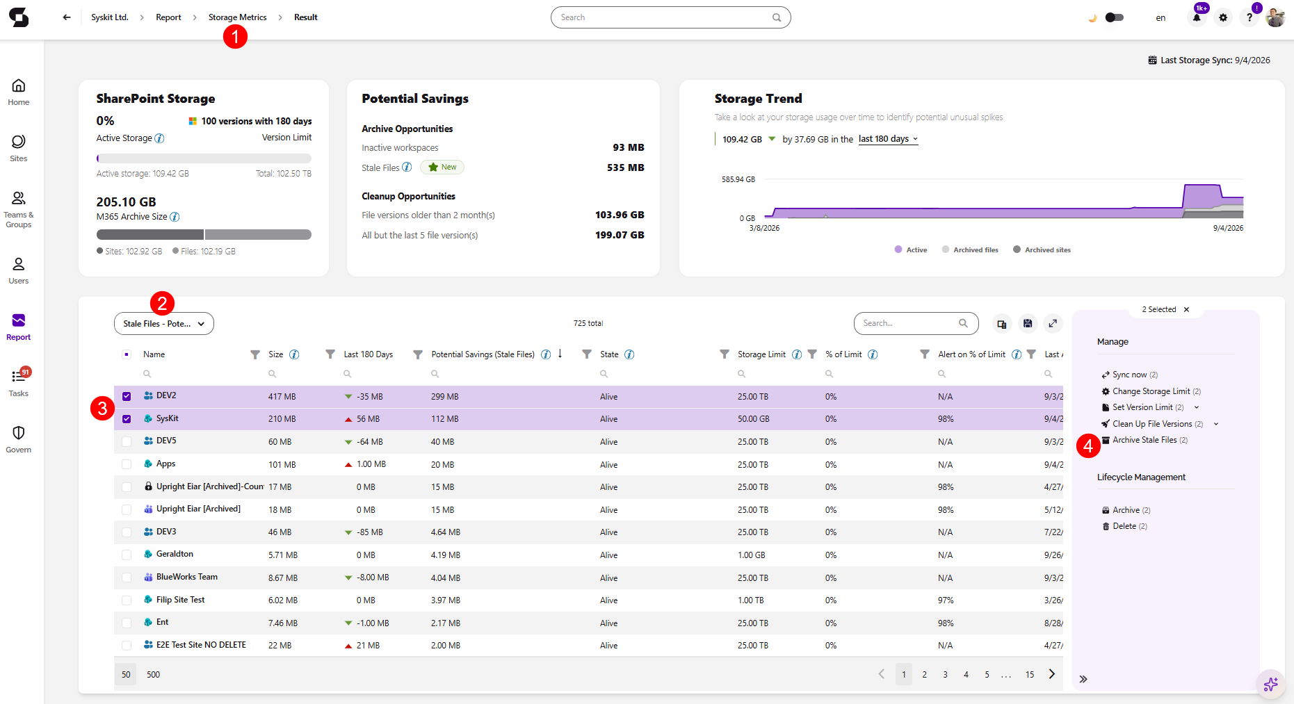 Storage Metrics Report- Archive Stale Files