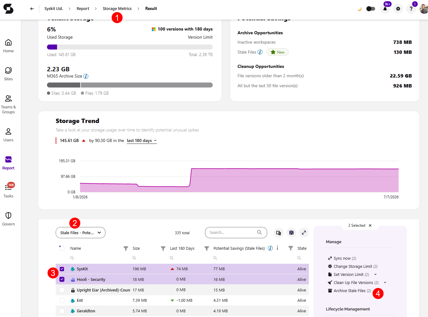 Storage Metrics Report- Archive Stale Files