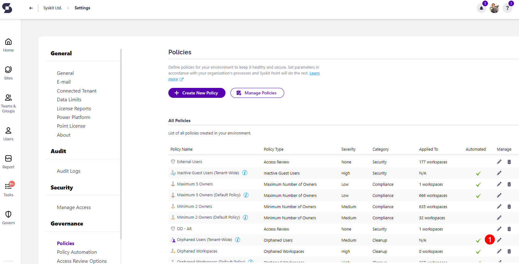 Blocked Users with Assigned Licenses - Edit Policy