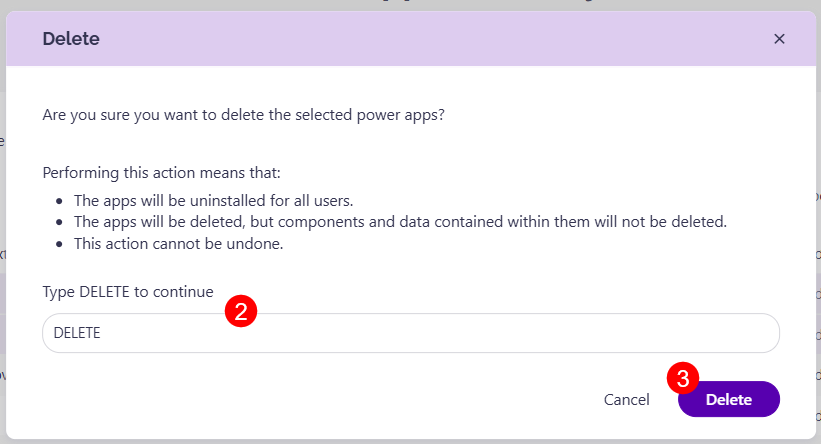 Power Platform - Delete App