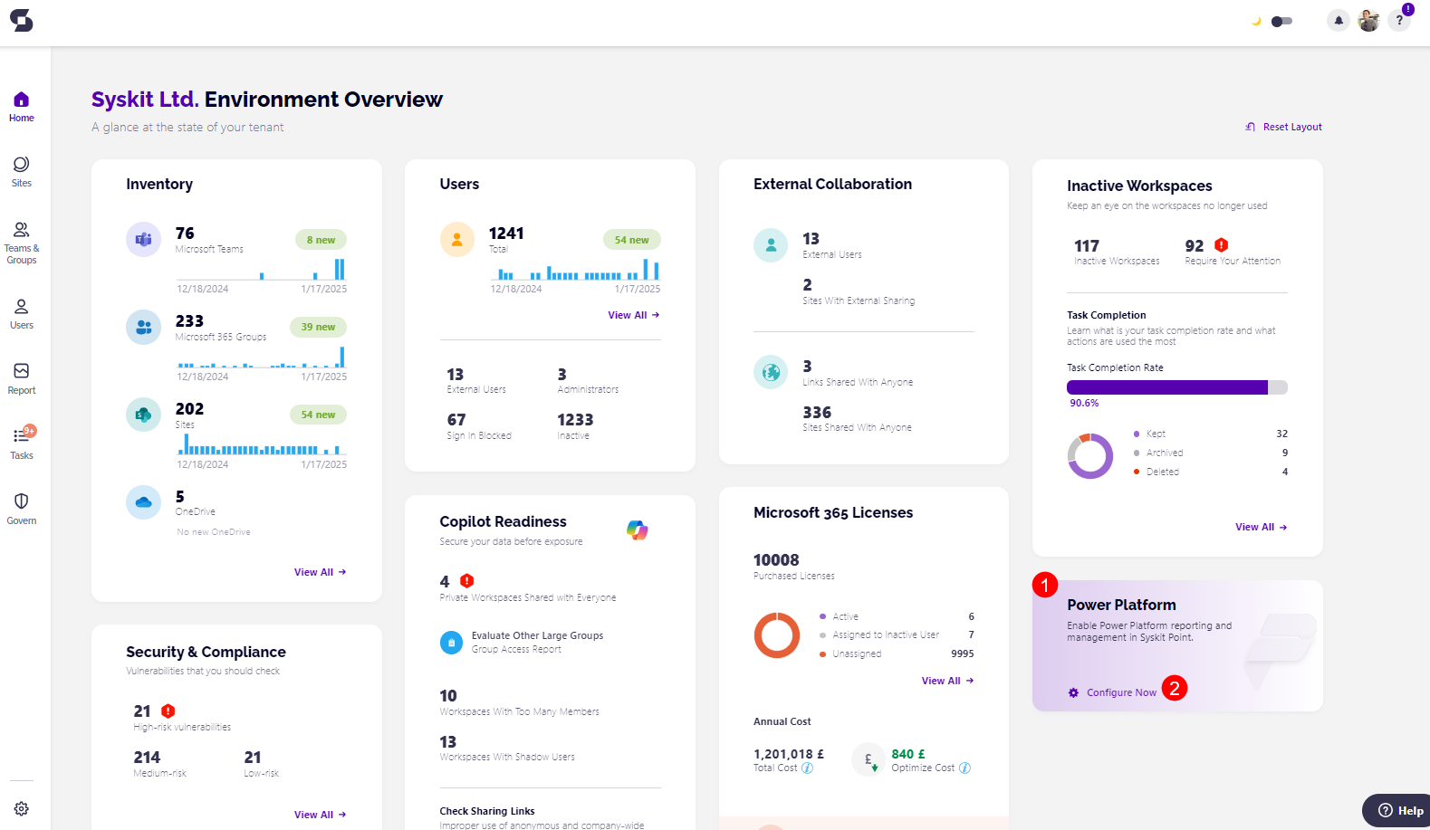 Dashboard tile - Configure Now