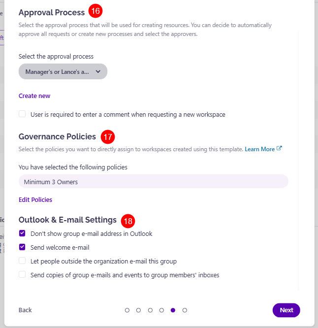 New Teams Template Dialog - Step 5 - Part 2