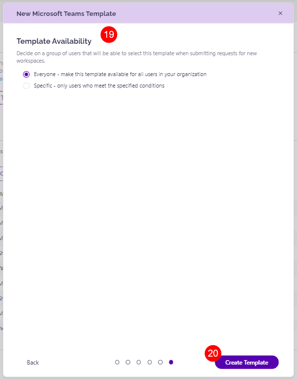 New Teams Template Dialog - Step 6